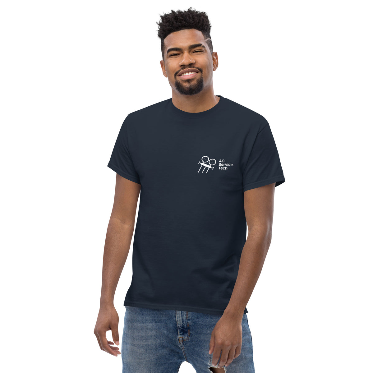 Short Sleeve T-Shirt with Small White Logo on Front and Large Back Logo Style A